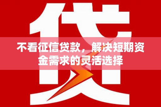 耀州不看征信贷款，解决短期资金需求的灵活选择