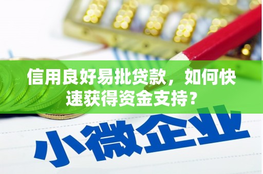 耀州信用良好易批贷款，如何快速获得资金支持？