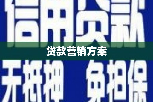 耀州贷款营销方案