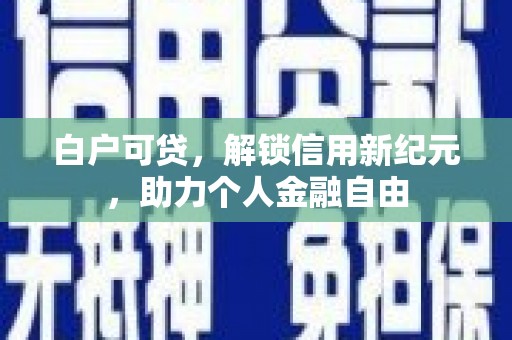 耀州白户可贷，解锁信用新纪元，助力个人金融自由