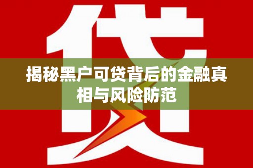 耀州揭秘黑户可贷背后的金融真相与风险防范