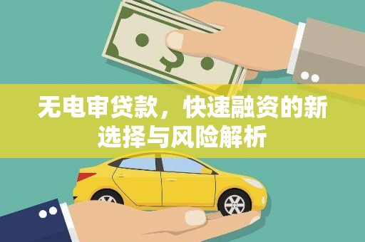 耀州无电审贷款，快速融资的新选择与风险解析