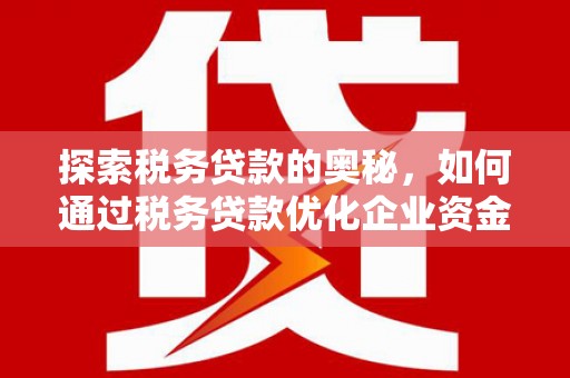 耀州探索税务贷款的奥秘，如何通过税务贷款优化企业资金流