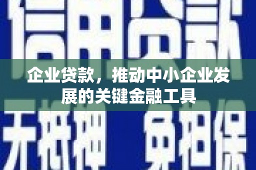 耀州企业贷款，推动中小企业发展的关键金融工具