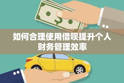 耀州如何合理使用借呗提升个人财务管理效率