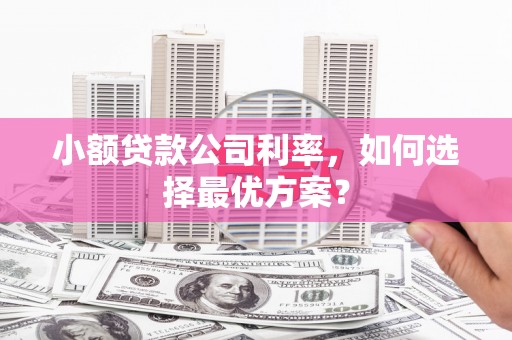 耀州小额贷款公司利率，如何选择最优方案？