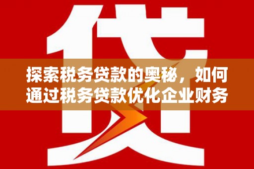 耀州探索税务贷款的奥秘，如何通过税务贷款优化企业财务