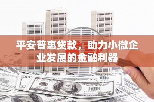 耀州平安普惠贷款，助力小微企业发展的金融利器