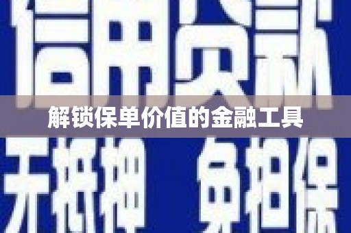 耀州解锁保单价值的金融工具